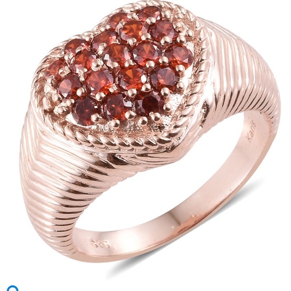 Jewelry - Simulated Red Diamond Heart Ring in ION Plated 18K